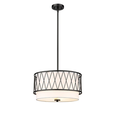 Z-Lite Dalton 3 Light Pendant, Matte Black & White 198-17MB